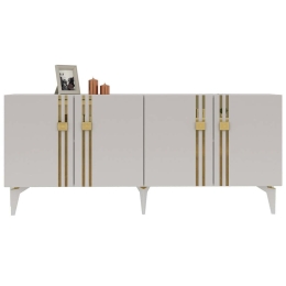 Μπουφές Bahar 475OLV1764 150x35x80cm White-Gold Μοριοσανίδα, Μελαμίνη