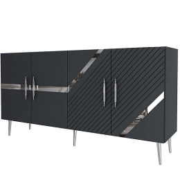 Μπουφές Fuga 475OLV1777 150x35x75cm Anthracite-Silver Μοριοσανίδα, Μελαμίνη