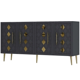Μπουφές Dome 475OLV1784 150x35x75cm Anthracite-Gold Μοριοσανίδα, Μελαμίνη