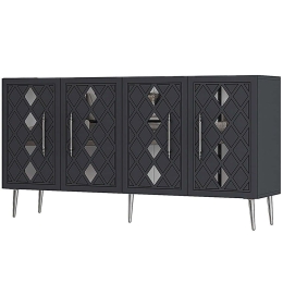 Μπουφές Dome 475OLV1785 150x35x75cm Anthracite-Silver Μοριοσανίδα, Μελαμίνη