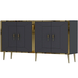Μπουφές Arno 475OLV1788 150x35x75cm Anthracite-Gold Μοριοσανίδα, Μελαμίνη