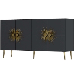 Μπουφές Nida 475OLV1794 150x35x75cm Anthracite-Gold Μοριοσανίδα, Μελαμίνη