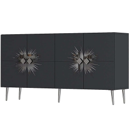 Μπουφές Nida 475OLV1795 150x35x75cm Anthracite-Silver Μοριοσανίδα, Μελαμίνη