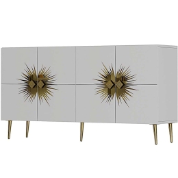 Μπουφές Nida 475OLV1796 150x35x75cm White-Gold Μοριοσανίδα, Μελαμίνη