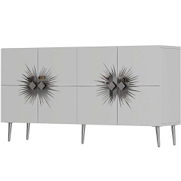 Μπουφές Nida 475OLV1797 150x35x75cm White-Silver Μοριοσανίδα, Μελαμίνη