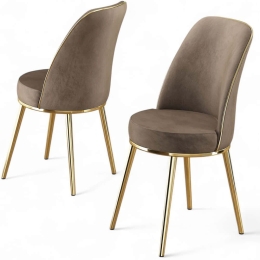 Καρέκλα Pefa Babyface (Σετ 4Τμχ) 240CHR1553 45x42x91cm Cappuccino-Gold Μέταλλο,Ύφασμα