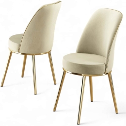 Καρέκλα Pefa Babyface (Σετ 4Τμχ) 240CHR1554 45x42x91cm Cream-Gold Μέταλλο,Ύφασμα