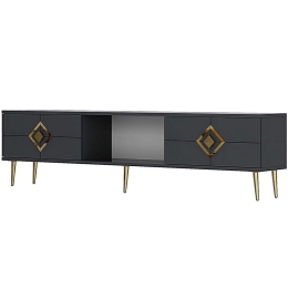 Έπιπλο Τηλεόρασης Robber 475OLV3079 150x29,6x40,6cm Anthracite-Gold