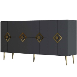 Μπουφές Robber 475OLV3105 150x35x75cm Anthracite-Gold Μοριοσανίδα, Μελαμίνη