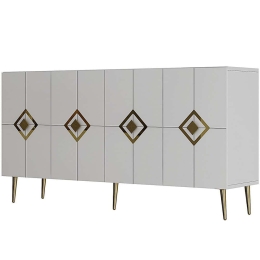 Μπουφές Robber 475OLV3107 150x35x75cm White-Gold Μοριοσανίδα, Μελαμίνη