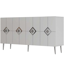 Μπουφές Robber 475OLV3108 150x35x75cm White-Silver Μοριοσανίδα, Μελαμίνη