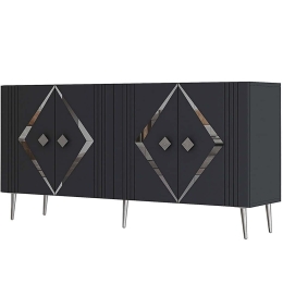 Μπουφές Domino 475OLV3110 150x35x75cm Anthracite-Silver Μοριοσανίδα, Μελαμίνη