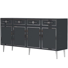 Μπουφές Belly 475OLV3118 150x35x75cm Anthracite-Silver Μοριοσανίδα, Μελαμίνη