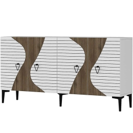 Μπουφές Genus 475OLV3124 150x35x75cm White-Walnut Μοριοσανίδα, Μελαμίνη