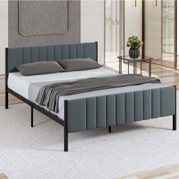 Κρεβάτι Lotus (Για Στρώμα 120x200cm) 837WST1159 120x200x88cm Anthracite Ημίδιπλο
