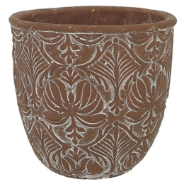Κασπώ Φλοράλ 06-00-00265 Φ18x16cm Brown Marhome Κεραμικό