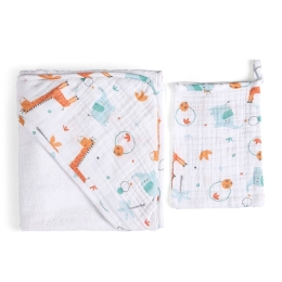 Κάπα Βρεφική Με Γάντι Μπάνιου Giraffe (Σετ 2τμχ) Multi Funna Baby