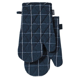 Γάντια Κουζίνας Navy Eco Check (Σετ 2Τμχ) 40325 18x33cm Blue-White Ladelle 100% Βαμβάκι