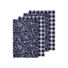 Πετσέτες Κουζίνας Veggies (Σετ 4Τμχ) 33588 45x65cm Dark Blue Ladelle 100% Βαμβάκι