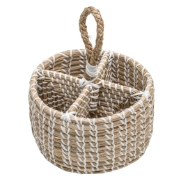 Βάση Για Κουτάλες Πλεκτή 63043 20x20x25cm Cream-White Ladelle Seagrass