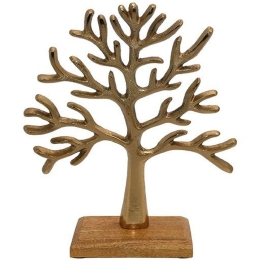 Διακοσμητικό Επιτραπέζιο Tree 934-124-021 21x7x25cm Gold-Natural Ξύλο,Αλουμίνιο