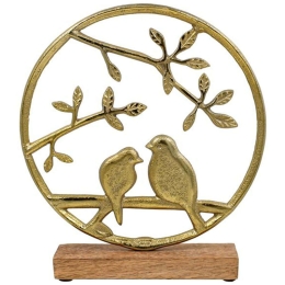 Διακοσμητικό Επιτραπέζιο Birds 946-124-005 25x5x23cm Silver Ξύλο,Αλουμίνιο