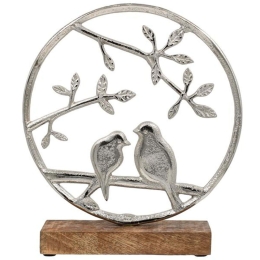 Διακοσμητικό Επιτραπέζιο Birds 946-124-006 25x5x23cm Gold Ξύλο,Αλουμίνιο