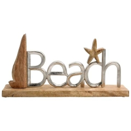Διακοσμητικό Επιτραπέζιο Beach 946-124-027 40x5x19cm Silver Ξύλο,Αλουμίνιο