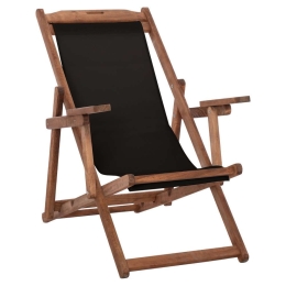Σεζλόνγκ Λήμνος HM11708.05T Με Μπράτσα 62,5x97x105cm Εμποτισμού Walnut Με Pvc 2x1 Black