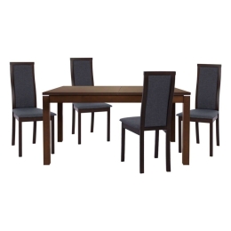 Τραπεζαρία (Σετ 5Τμχ) HM11781 Walnut-Grey 4 Θέσεων Ξύλο,Ύφασμα