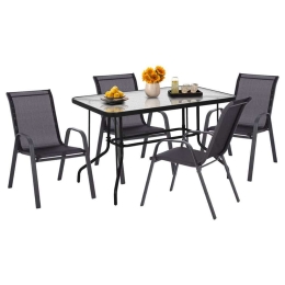 Τραπεζαρία (Σετ 5Τμχ) HM5193.03 Με Τραπέζι 110x60cm & 4 Καρέκλες Grey 4 Θέσεων