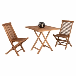 Τραπεζαρία (Σετ 3Τμχ) Kendall HM11951 Πτυσσόμενα 80x80x75cm Από Ξύλο Teak Natural 2 Θέσεων