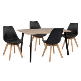 Σετ Τραπεζαρίας 5τμχ HM10347 Sonama-Μαύρο 140x80x76cm 4 Θέσεων