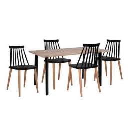 Σετ Τραπεζαρίας 5τμχ Vanessa HM11019  Sonama-Μαύρο 110x70x75.5cm 4 Θέσεων