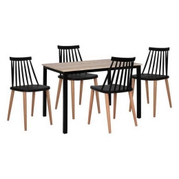 Σετ Τραπεζαρίας 5τμχ HM11002.02 Μαύρο 110x70x76cm 4 Θέσεων