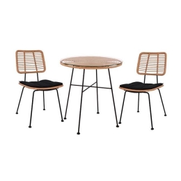 Τραπεζαρίας Σετ 3Τμχ Allegra Φ70Χ74Υ Beige & Black HM10478 2 Θέσεων