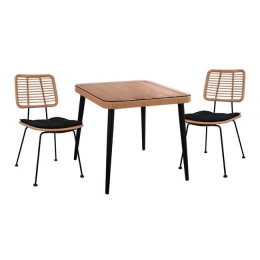 Τραπεζαρίας Σετ 3Τμχ Allegra 80X80Χ78Υ Beige & Black HM10485 2 Θέσεων