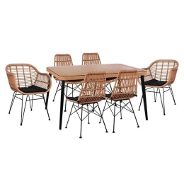 Τραπεζαρίας Σετ 7Τμχ 160X90X78Υ Beige & Black HM10495 6 Θέσεων