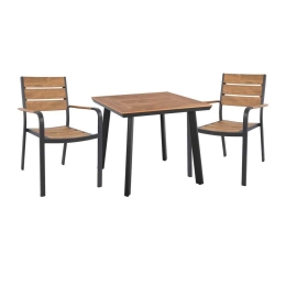Τραπέζι Με Καρέκλες Σετ 3Τμχ HM10537.02 Anthracite 2 Θέσεων Μέταλλο,Ξύλο