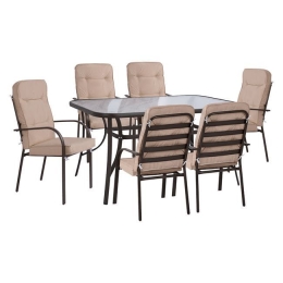 Τραπεζαρία Σετ 7TMX 150Χ90Χ72Υεκ. Brown HM10561.02 6 Θέσεων