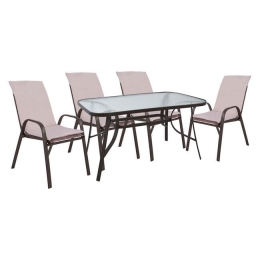 Τραπεζαρία Σετ 5Τμχ 140X80 HM10569.02 Brown 4 Θέσεων