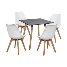 Τραπέζι Με Καρέκλες Σετ 5Τμχ HM10601 Black-White 4 Θέσεων Mdf,Ξύλο