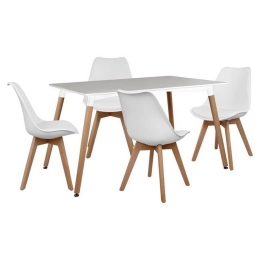 Τραπεζαρία HM10193.01 (Σετ 5τμχ) Τραπέζι Minimal 120x80x73cm Και Καρέκλες Vegas White 4 Θέσεων