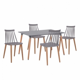 Τραπεζαρία HM11327.10 (Σετ 5τμχ) Τραπέζι Minimal 120x80x73cm Με Καρέκλες Vanessa Grey 4 Θέσεων