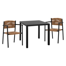 Τραπεζαρία Κήπου (Σετ 3Τμχ) HM11438 80x80x75,5cm Anthracite-Beige 2 Θέσεων