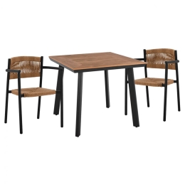 Τραπεζαρία Κήπου (Σετ 3Τμχ) HM11444 80x80x73cm Anthracite-Natural 2 Θέσεων
