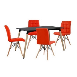 Σετ Τραπεζαρίας 5τμχ HM10221 Φυσικό-Μαύρο 120x80x73cm 4 Θέσεων