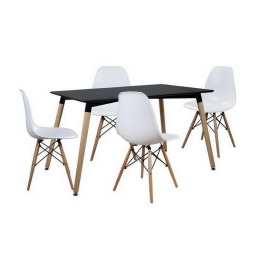Σετ Τραπεζαρίας 5τμχ HM10224 Φυσικό-Μαύρο 120x80x73cm 4 Θέσεων