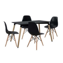 Σετ Τραπεζαρίας 5τμχ HM10225 Φυσικό-Μαύρο 120x80x73cm 4 Θέσεων