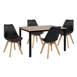 Σετ Τραπεζαρίας 5τμχ HM10341 Sonama-Μαύρο 110x70x76cm 4 Θέσεων